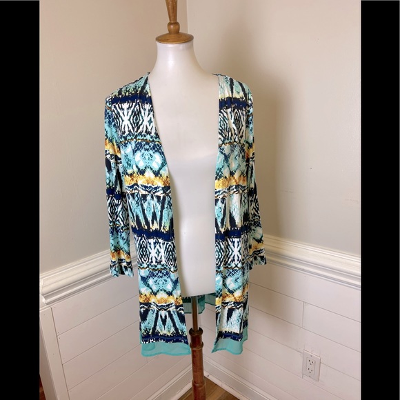 New Directions Abstract Open Front Tunic Jacket S FREE SHIP - Picture 1 of 5